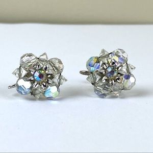 Vintage Coro Aurora Borealis Screw Back Earrings